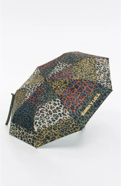 Bimba Y Lola Leopard Patchwork Umbrella In Multi