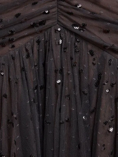 Needle & Thread Dappled Sequin Rouched Off-shoulder Gown In Black