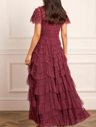 Needle & Thread Aviana Ruffled V-neck Maxi Dress In Brown