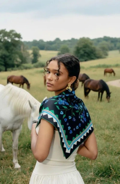 Jessie Zhao New York Garden Nocturne Double Sided Silk Scarf In Multi