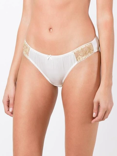 Shop Gilda & Pearl Gina Lace Detailed Knickers In White ,metallic