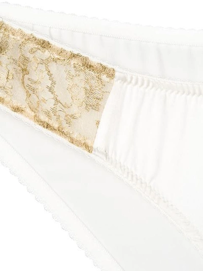 Shop Gilda & Pearl Gina Lace Detailed Knickers In White ,metallic