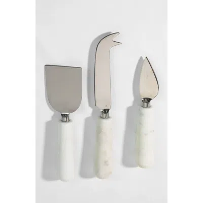 Verve Culture Boxed Set Of Marble Cheese Tools In White
