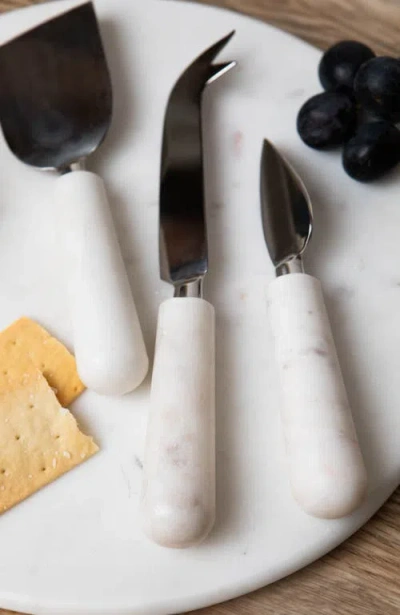 Verve Culture Boxed Set Of Marble Cheese Tools In White