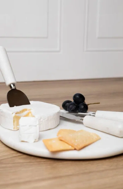 Verve Culture Boxed Set Of Marble Cheese Tools In White