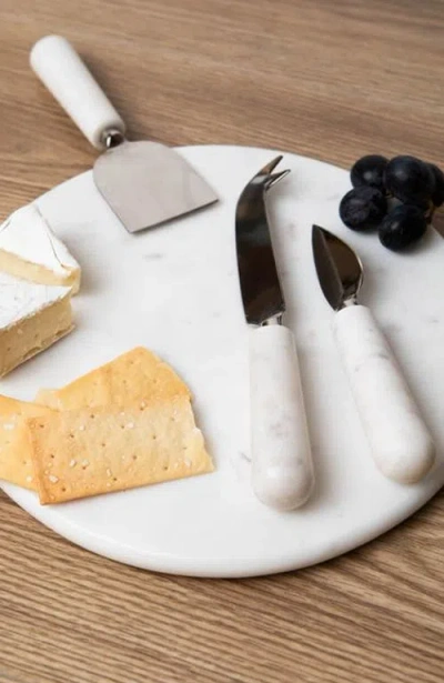 Verve Culture Boxed Set Of Marble Cheese Tools In White