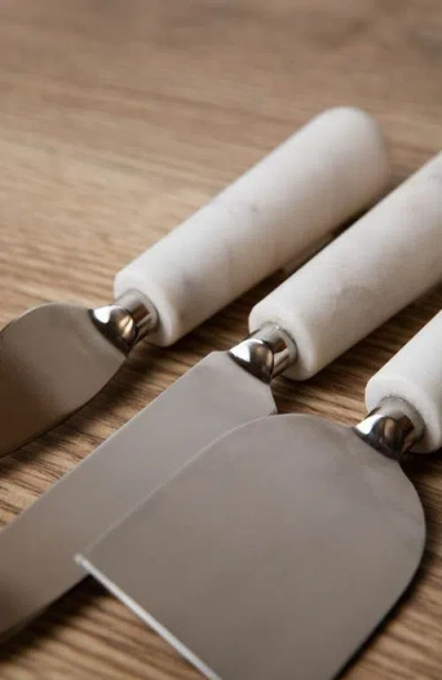 Verve Culture Boxed Set Of Marble Cheese Tools In White