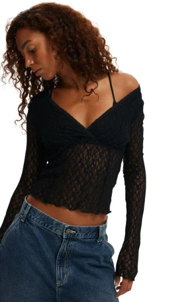 Cotton On Zali V Cross Over Long Sleeve In Black