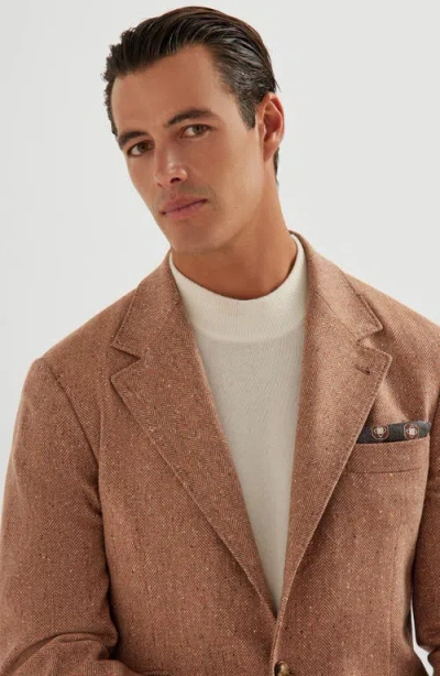 Brunello Cucinelli Herringbone-pattern Single-breasted Blazer In Animal Print