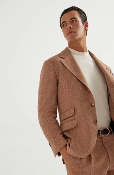 Brunello Cucinelli Herringbone-pattern Single-breasted Blazer In Animal Print