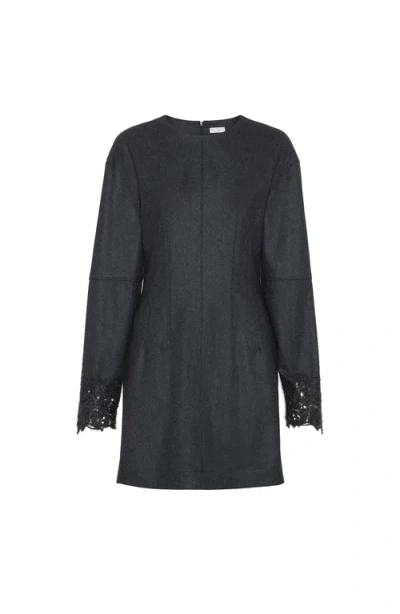 Brunello Cucinelli Mini Dress With Wispy Lace Cuffs In Multi