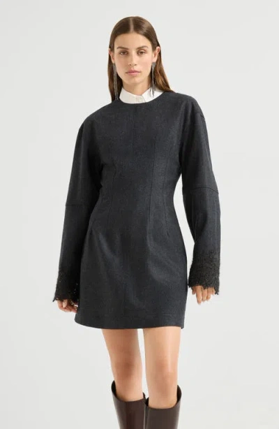 Brunello Cucinelli Mini Dress With Wispy Lace Cuffs In Multi