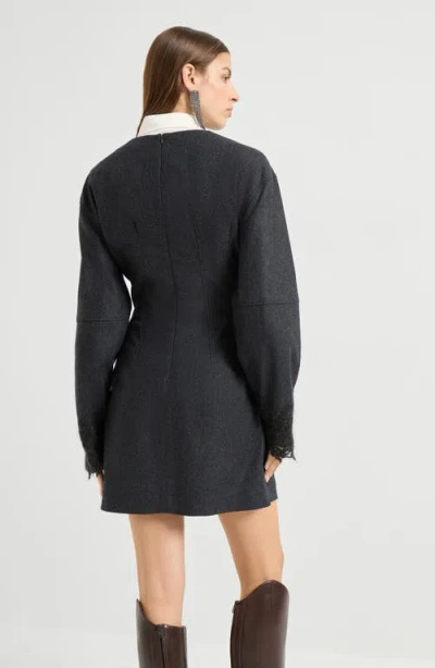 Brunello Cucinelli Mini Dress With Wispy Lace Cuffs In Multi