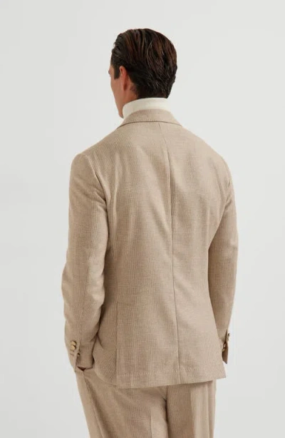 Brunello Cucinelli Double-breasted Houndstooth Blazer In Brown