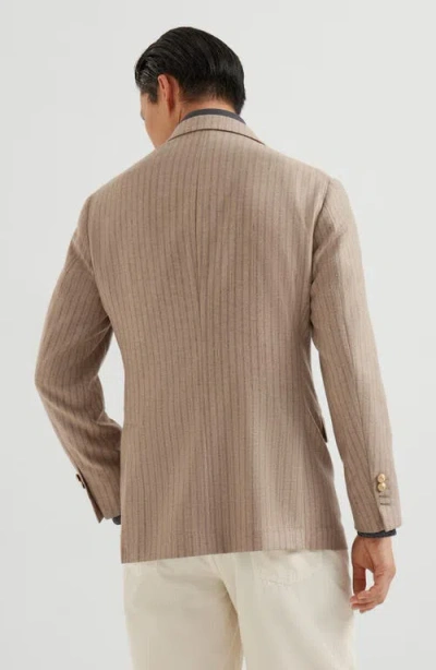 Brunello Cucinelli Striped Double-breasted Blazer In Gray