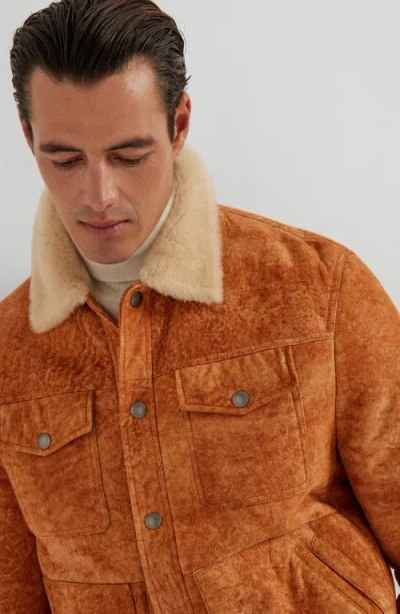 Brunello Cucinelli Shearling-collar Jacket In Brown