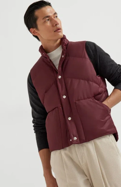 Brunello Cucinelli Padded Buttoned Gilet In Burgundy
