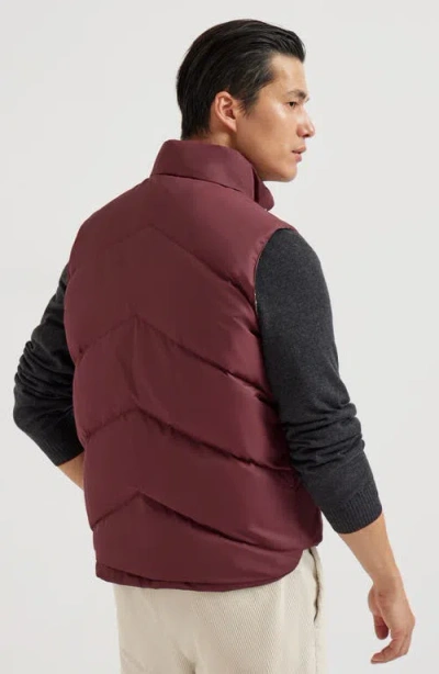 Brunello Cucinelli Padded Buttoned Gilet In Burgundy