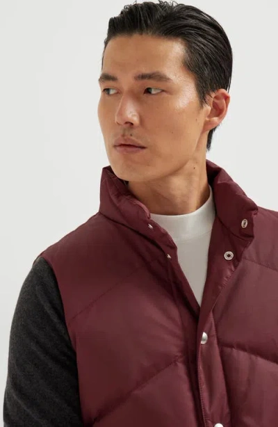 Brunello Cucinelli Padded Buttoned Gilet In Burgundy