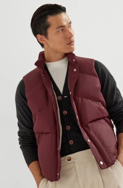 Brunello Cucinelli Padded Buttoned Gilet In Burgundy