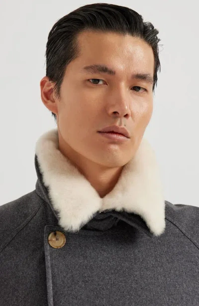 Brunello Cucinelli One-and-a-half-breasted Down Coat In Gray