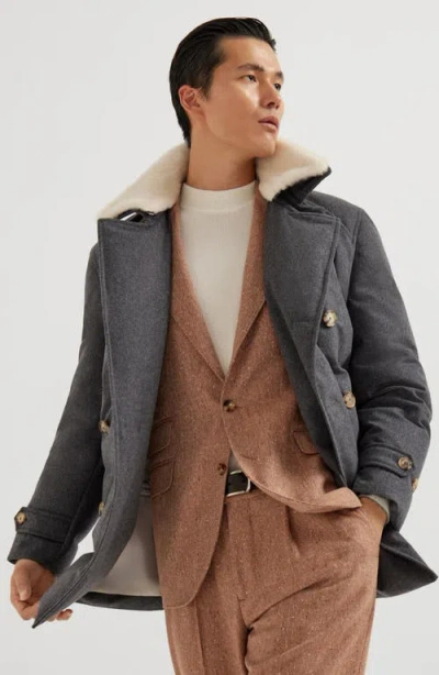 Brunello Cucinelli One-and-a-half-breasted Down Coat In Gray