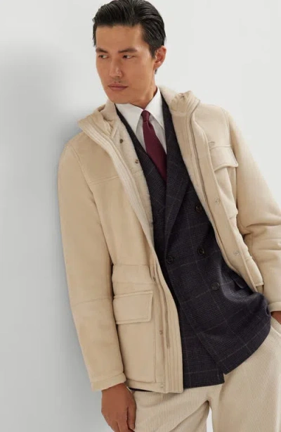 Brunello Cucinelli Shearling Parka In Brown