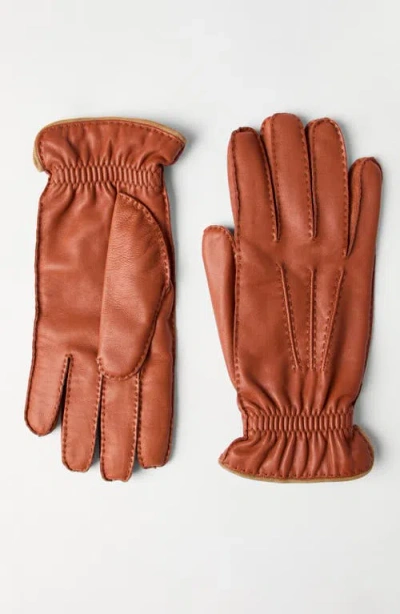 Brunello Cucinelli Nappa Leather Gloves In Brown