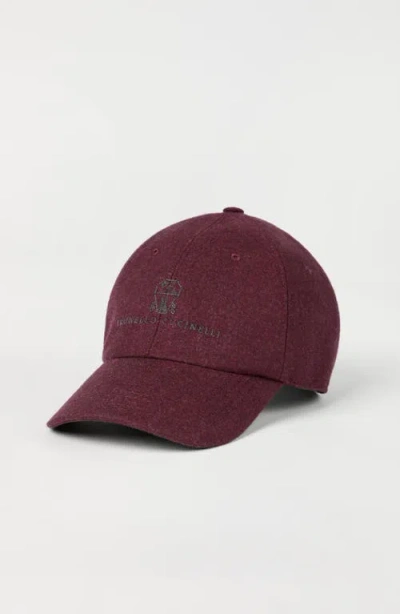 Brunello Cucinelli Baseball Cap With Embroidery In Purple