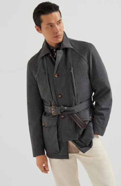 Brunello Cucinelli Safari Jacket With Padding In Gray