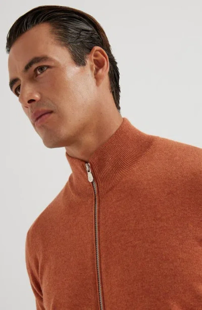 Brunello Cucinelli Zip-front Cardigan In Orange