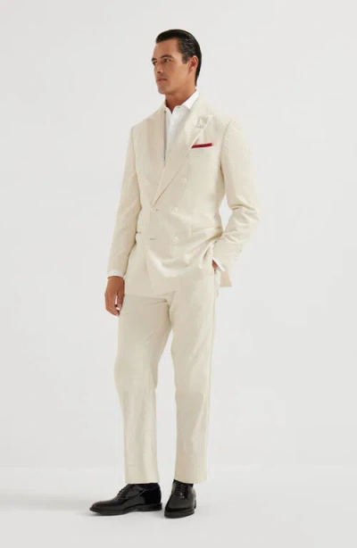 Brunello Cucinelli Peak-lapel Double-breasted Suit In Brown