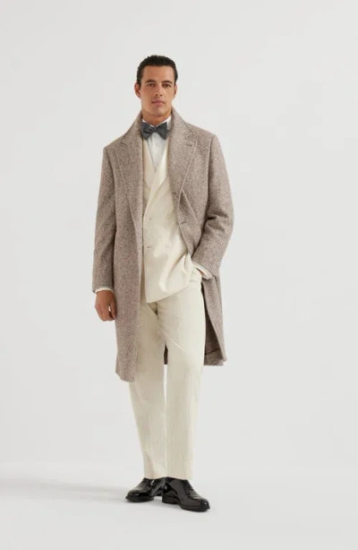 Brunello Cucinelli Peak-lapel Double-breasted Suit In Brown