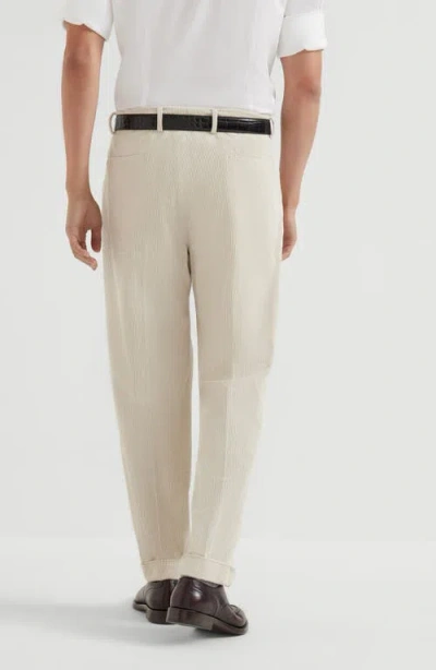 Brunello Cucinelli Garment-dyed Corduroy Trousers In White
