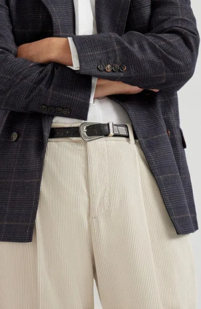 Brunello Cucinelli Garment-dyed Corduroy Trousers In White