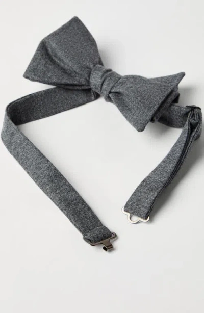Brunello Cucinelli Flannel-texture Bow Tie In Gray