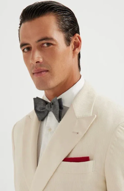 Brunello Cucinelli Flannel-texture Bow Tie In Gray