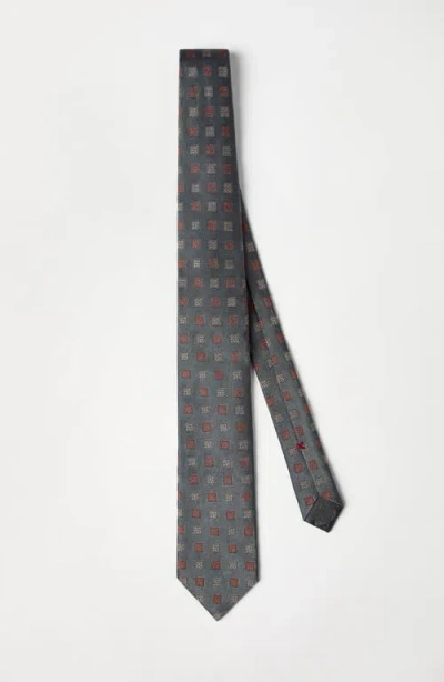 Brunello Cucinelli Necktie With Pattern In Gray