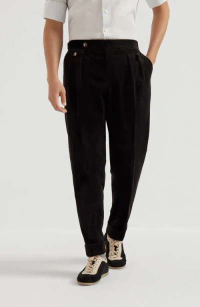 Brunello Cucinelli Trousers With Double Pleats And Tabs In Multi