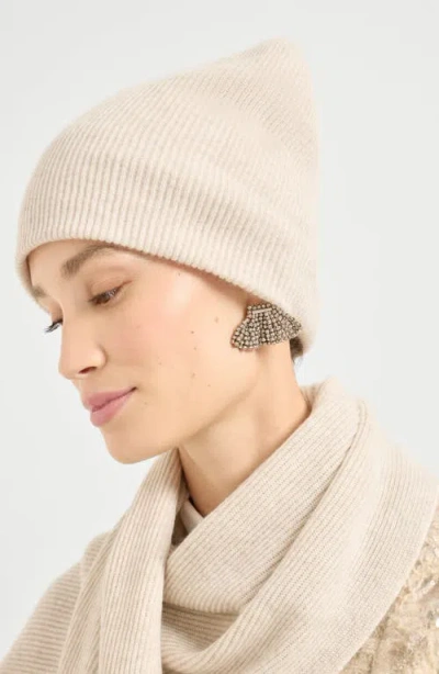 Brunello Cucinelli Cashmere Rib Beanie In Neutral