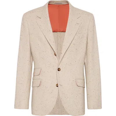 Brunello Cucinelli Diagonal Twill Unconstructed Blazer In Brown