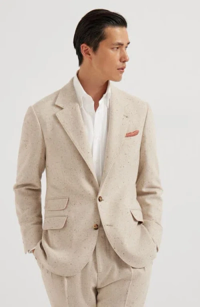 Brunello Cucinelli Diagonal Twill Unconstructed Blazer In Brown