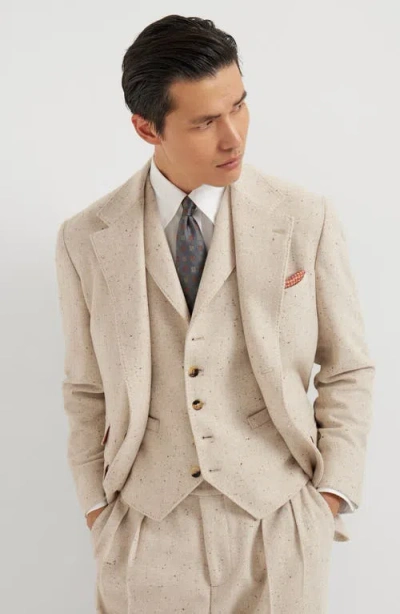 Brunello Cucinelli Diagonal Twill Unconstructed Blazer In Brown