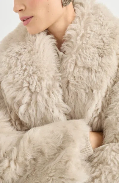 Brunello Cucinelli Double-breasted Shearling Coat In Neutral