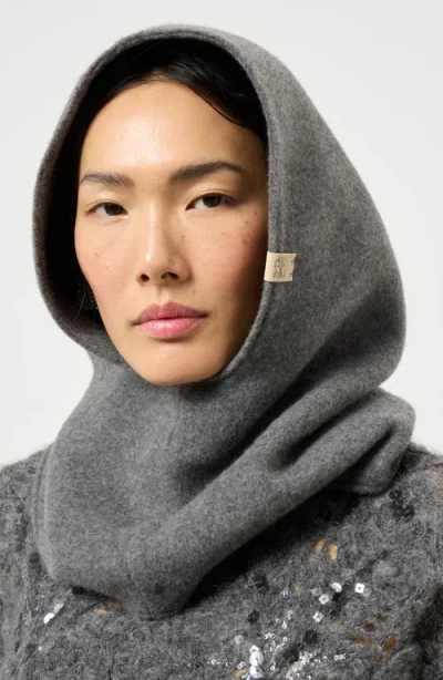Brunello Cucinelli Wool And Cashmere Hood In Gray