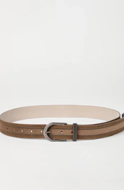 Brunello Cucinelli Suede Embellished Belt In Brown
