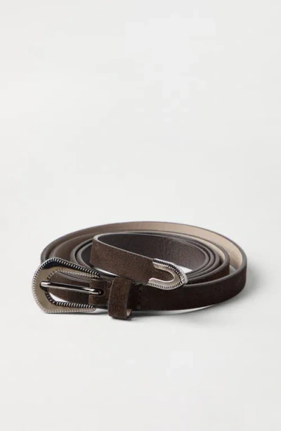 Brunello Cucinelli Suede Carved Leather Belt In Multi