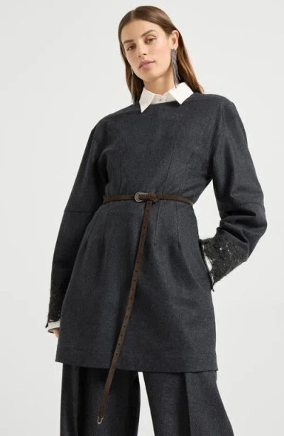 Brunello Cucinelli Suede Carved Leather Belt In Multi