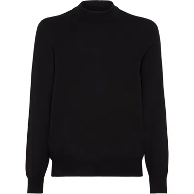 Brunello Cucinelli Funnel-neck Sweater In Black