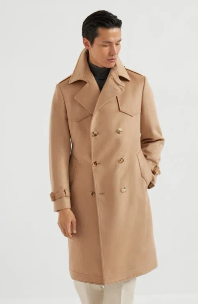 Brunello Cucinelli Double-breasted Cashmere Coat In Brown